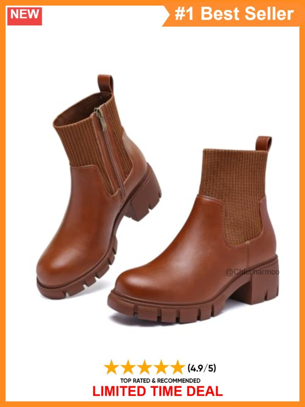 Womens Chelsea Ankle Boots Chunky Heel Side Zip Pull On Fall Winter Booties